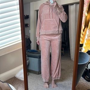 J.crew pink velour lounge set